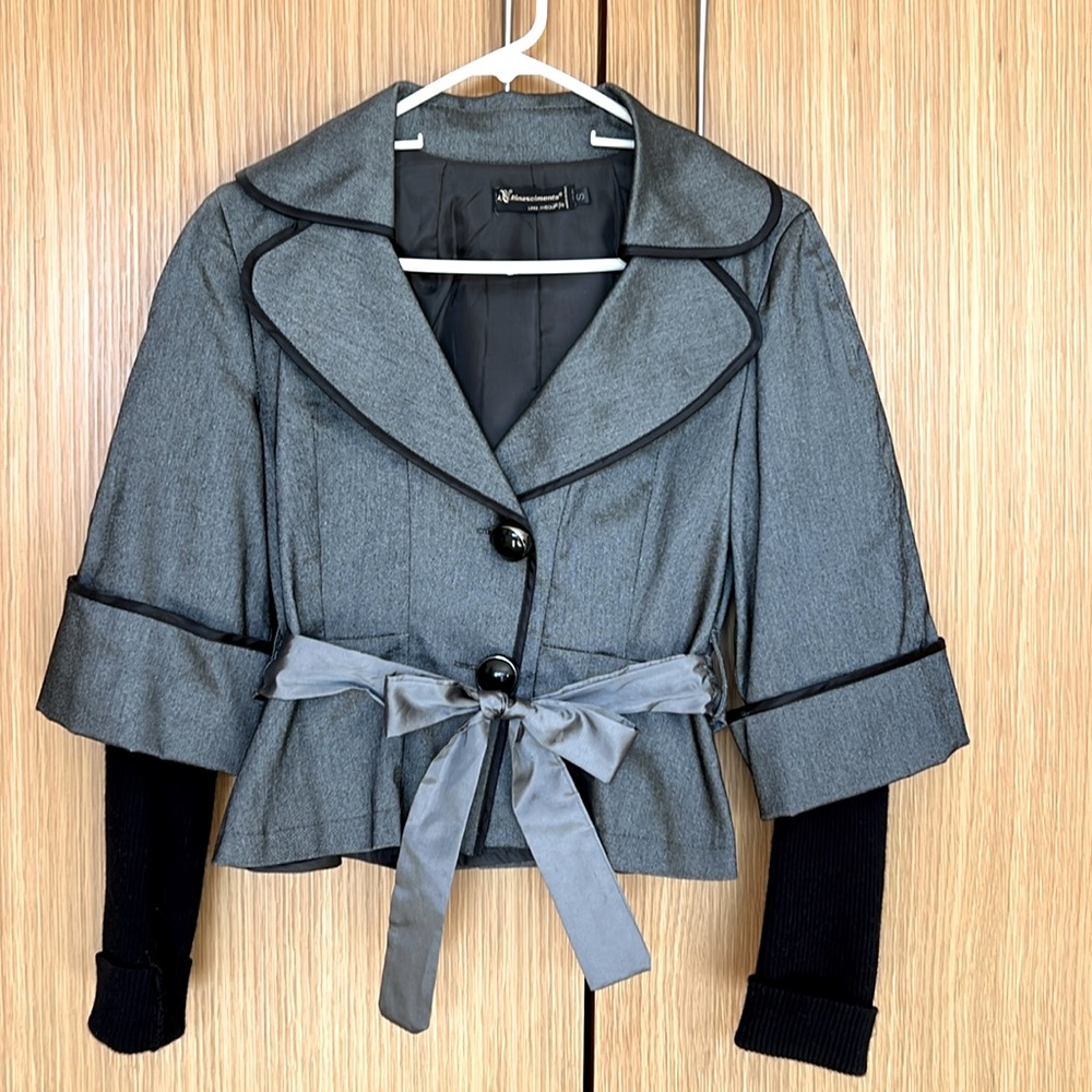 Italian made cropped jacket metallic grey Sz S